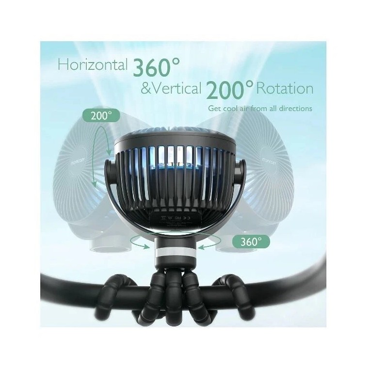 Momcozy Portable Stroller Fan Black , 8000mAh, 27H Ultra-long Battery