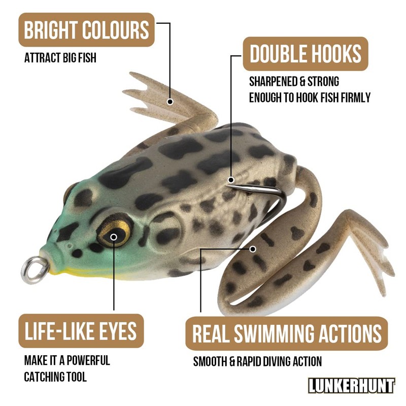 Lunkerhunt Lunker Frog Fish Bait, Rocky Toad – Fishing Lure