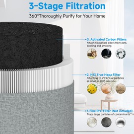 2 Pack Blue Pure 411i Max Replacement Filter Compatible with Blueair 411i & 411a Max Air Purifier. Blue Pure F4MAX Filter, H13 Ture HEPA and High-Efficiency Activated Carbon