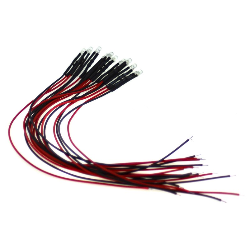 10 x 3 mm LED, 5 V, red, with 20