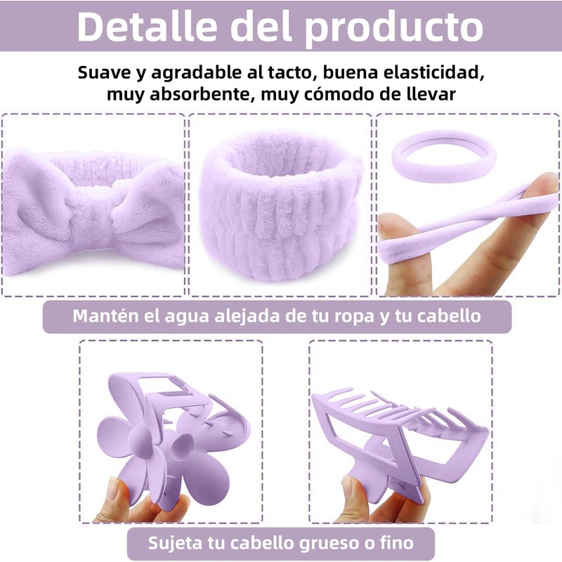 Set de 16 Piezas con Diademas Skincare para Mujer y