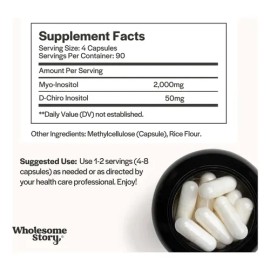 Suplemento Wholesome Story Myo & D-Chiro Inositol con 360 Cápsulas para Equilibrio Hormonal
