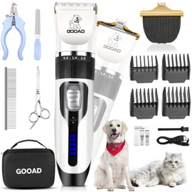 Gooad Dog Clippers Grooming Kit and Paw Trimmer,Cordless,Low Noise, Electric Quiet,Rechargeable, Dog Trimmer Grooming, Pet Hair Clippers for Thick Coats,Shaver for Small and Large Dogs Cats