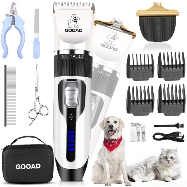 Gooad Dog Clippers Grooming Kit and Paw Trimmer,Cordless,Low Noise, Electric