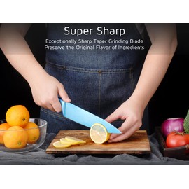 Hollory 8 Inch Chef Knife, German High Carbon Stainless-Steel Blade and Ergonomic Comfortable Handle, Non-Stick Chef Knife for Cutting of Meat Vegetables and Fruits-Blue