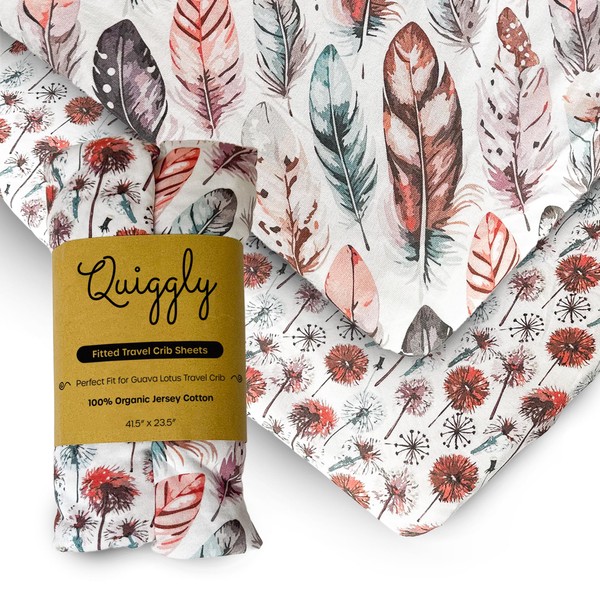 Quiggly Travel Crib Sheets for Guava Lotus, 2 Pack Organic