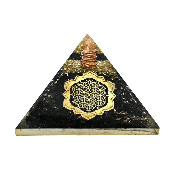 Large Orgone Pyramid | Black Tourmaline Pyramid Crystal | Lotus
