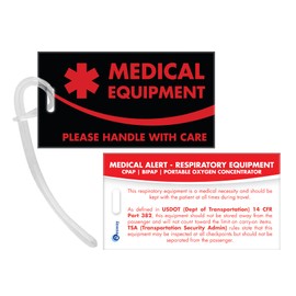 Medical Equipment ID Identification Luggage Tags | Black and Red | Medical Alert | Carry-On Respiratory Devices | Travel Supplies | Bag Tag | Luggage Gift