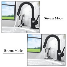 Black Bathroom Sink Faucet Pull Down Spayer Kitchen Sink Faucet Kitchen Faucets Rv Kitchen Faucet Suitable for Bathroom, Kitchen, Rv, Bar.360° Rotatable,Simple and Easy to Install.