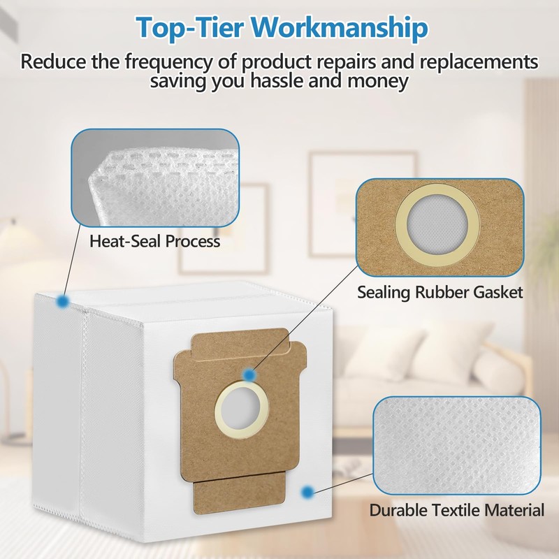 12 Pack Dust Bags Compatible with iRobot Roomba 105X,104,105,Plus 405,505,504,705