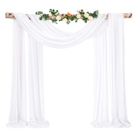 Showgeous Valance White 73 cm x 610 cm Tulle Photo Background Wedding Curtain Decoration White Chiffon Fabric Wedding Arch Curtains for Arbor Wedding Archway Ceremony Photography Party
