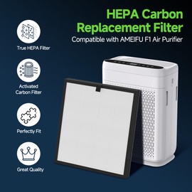 XBWW F1 Replacement Filter Compatible with Ameifu F1 Double-Sided Air Filter Purifier for Home Large Room Up to 2200 Sq Ft, 3-in-1 Filter of Premium Filters and Activated Carbon, 2 Pcs (1 Set)