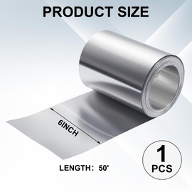 Hicarer Roof Flashing 6 Inches x 50 ft Galvanized Flashing Roll Waterproofing Zinc Metal Roofing Panels Galvanized Steel Sheet for Roofs Backyard Outdoor Gardens Moss Stains Prevention