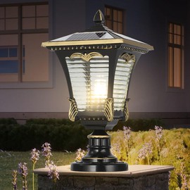 SLAWA 16.14" Solar Post Lights Modern Outdoor Post Lantern Aluminum Exterior Pillar Lights IP65 Waterproof LED Solar Powered Column Caps Lamps Garden Yard Pool Entry Lawn Path Pole Light Fixture