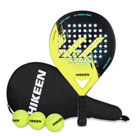 Hikeen Padel Racket Carbon Fiber Surface - EVA Memory Lightweight Paddle Racket with 3 Tennis Balls & Carry Case for Adults and Teenagers (1 Rackets)