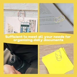 Incauca 50 PCS Animal Cat Shaped Paper Clips, Jumbo Cute Fun Planner Paper Clips, Pretty Decorative Paperclips Bookmark for Cat Lovers Office Supplies Home Desk Organizers, Gold