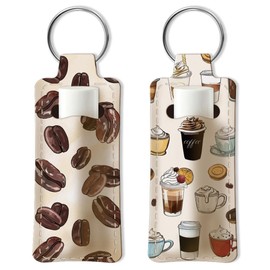 OLYCRAFT 2pcs Lipstick Holder Keychain Coffee Lip Balm Holders Rubber Lipstick Keychains Portable Lipstick Holder Bags Coffee Beans Lipstick Sleeve Travel Key Ring Holder for Lipstick Chapstick