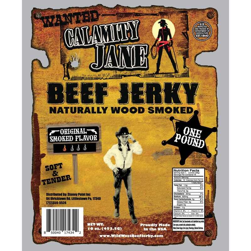 Calamity Jane Beef Jerky Original Smoked Flavor One Pound Resealable