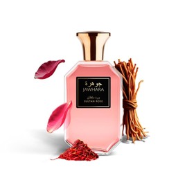 Jawhara Sultan Rose | Woody Floral Eau de Parfum 3.3 fl oz | Notes of Saffron, Taif Rose, Warm Vanilla, and White Musk | Long Lasting | Everyday Wear | TSA Compliant | Rose Fragrance for Women
