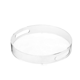 Artmaze Clear Sturdy Acrylic Round Tray with Handles,Spill Proof,for Kitchen (12 inch)