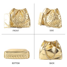 SHARPAD Woven Tote Bag for Women Purse: Large Capabilities Travel Totes - Soft Leather Shoulder Handbags（gold）