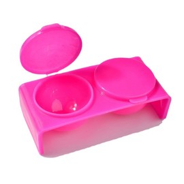 1 Piece Double Cup Nail Art Cup Bowl Acrylic Liquid Powder Dappen Dish Liquid Powder Dappen Container Holder for Nail Art Tools (Red)