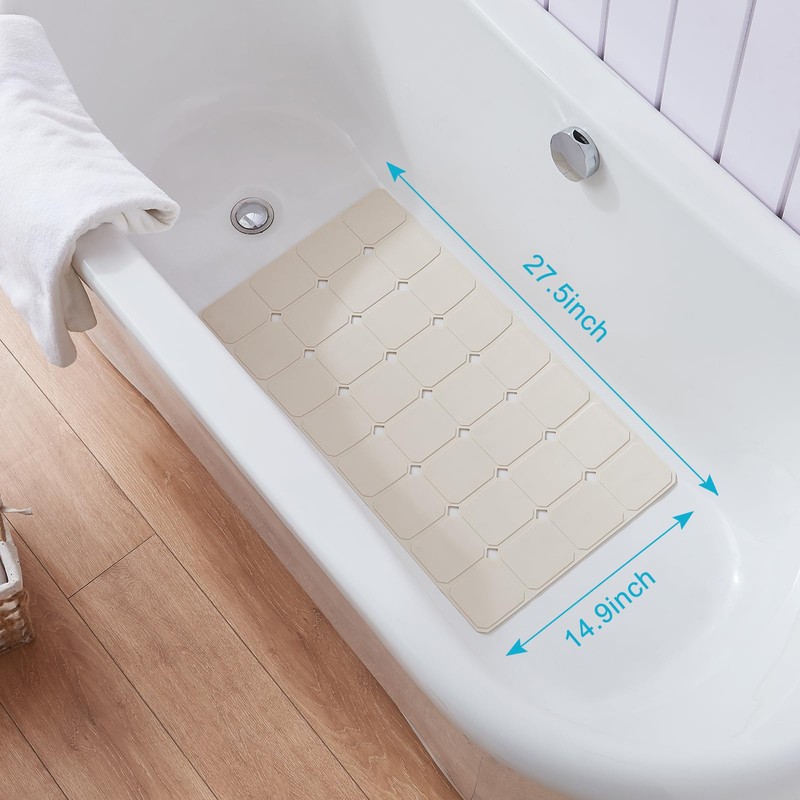 Non-Slip Silicone Bathtub Mat, Foldable Bath Tub Mat, 14.9 x