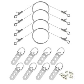 Picture Hanging Wire Kit, 4Pcs Adjustable Frame Wire 2m x 1mm Small Hooks Heavy Duty 50lbs, 8pcs 3-Hole D Rings Picture Hangers with Screws, for Canvas Paintings/ Mirrors/ Frames