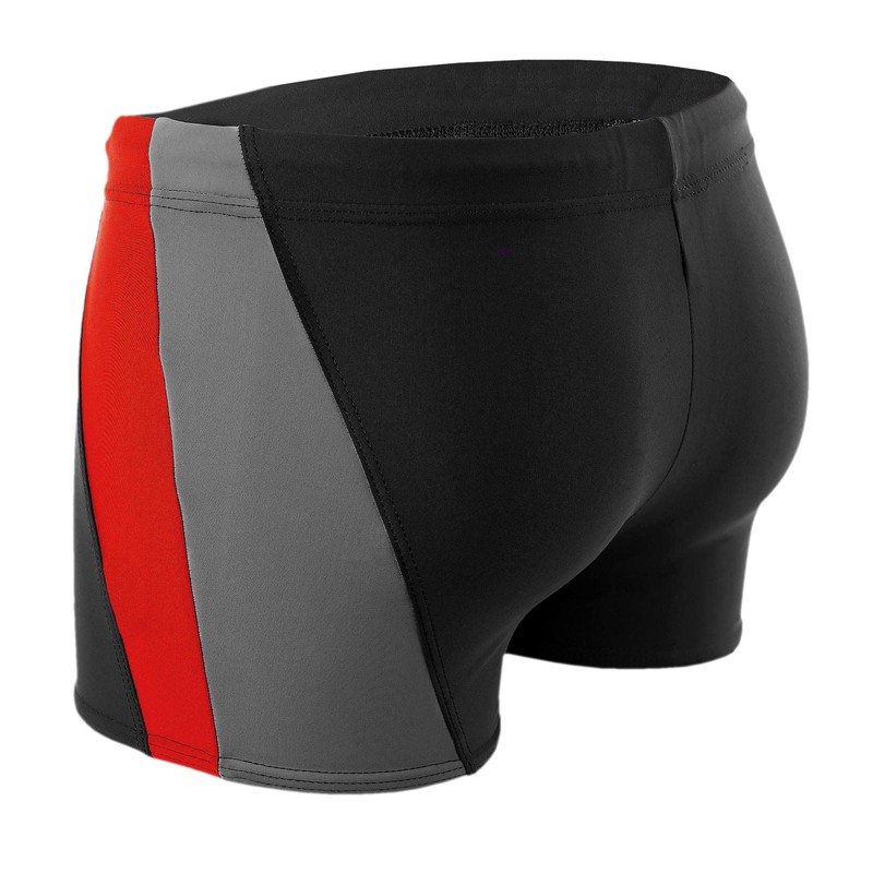 Aquarti Men's Short Swimming Trunks with Side Stripes, Black /