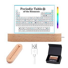 Aichong Periodic Table with Real Elements Inside, Acrylic Periodic Table Display with 83 Real Samples and Colorful LED Lights Base, Remarkable Gift for Teachers Students Kids…