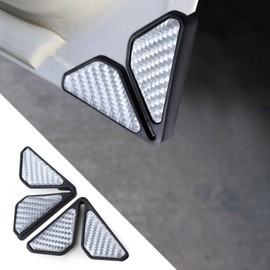 Wogomz 2PCS Car Door Corner Guards, Carbon Fiber Auto Front Door Edge Guards for Door Corner, Anti-Collision Car Door Corner Protector Sticker, Universal Car Accessories Decoration (Silver)