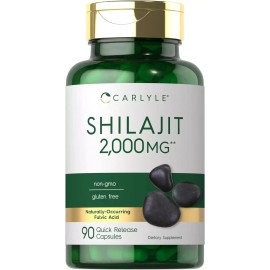 Pure Shilajit 2000mg 90 Caps Naturally Occurring Fulvic Acid Non GMO/No Gluten