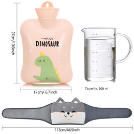 Hot Water Bag,Hot Water Bottle with Waist Cover Cartoon Warm Water Pouch for Neck and Shoulder, Back,Hand, Legs, Waist Warm