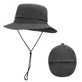Croogo Quick Dry Fishing Sun Hat Mesh Bonnie Hat Waterproof Breathable Wide Brim Hiking Hats Outdoor Beach Safari Garden Hats (AFH02-Gray)