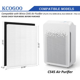C545 Replacement Filter S for Winix: 3 H13 Ture HEPA and 6 Carbon Pre-filter for home - Part# 1712-0096-00 2522-0058-00