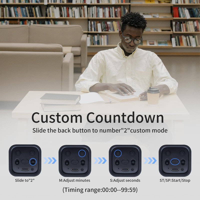 Productivity Timer Flip Gravity Sensor Cube Timer Countdown & Countup,Mute