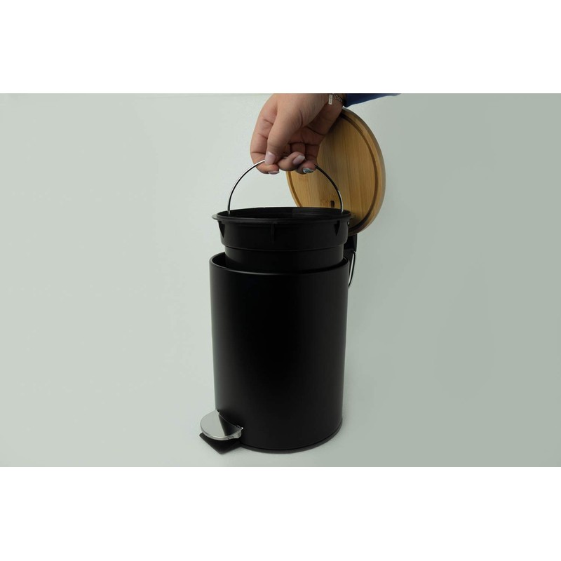 helit H2404495 Pedal Bin "the Bamboo", 3 Litres, with Bamboo