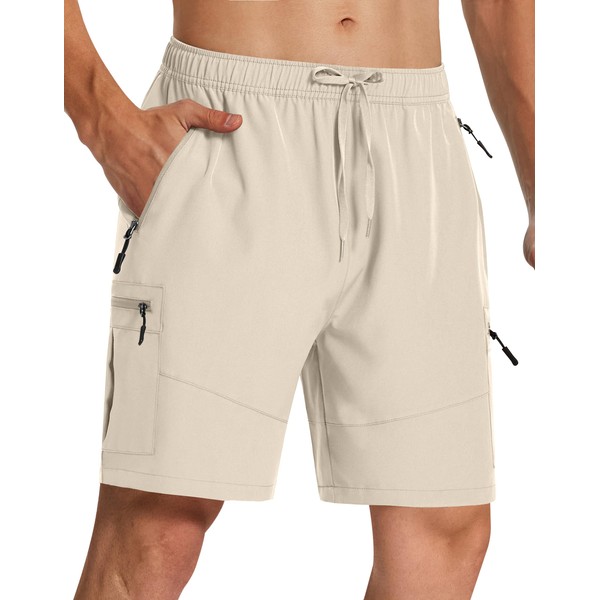 SERAMY Mens Hiking Cargo Shorts 7 Inch with Zipper Pockets