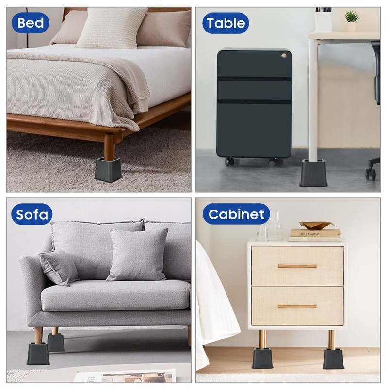MixDora 4x 3 inch PP Bed Chair Risers Feet Leg