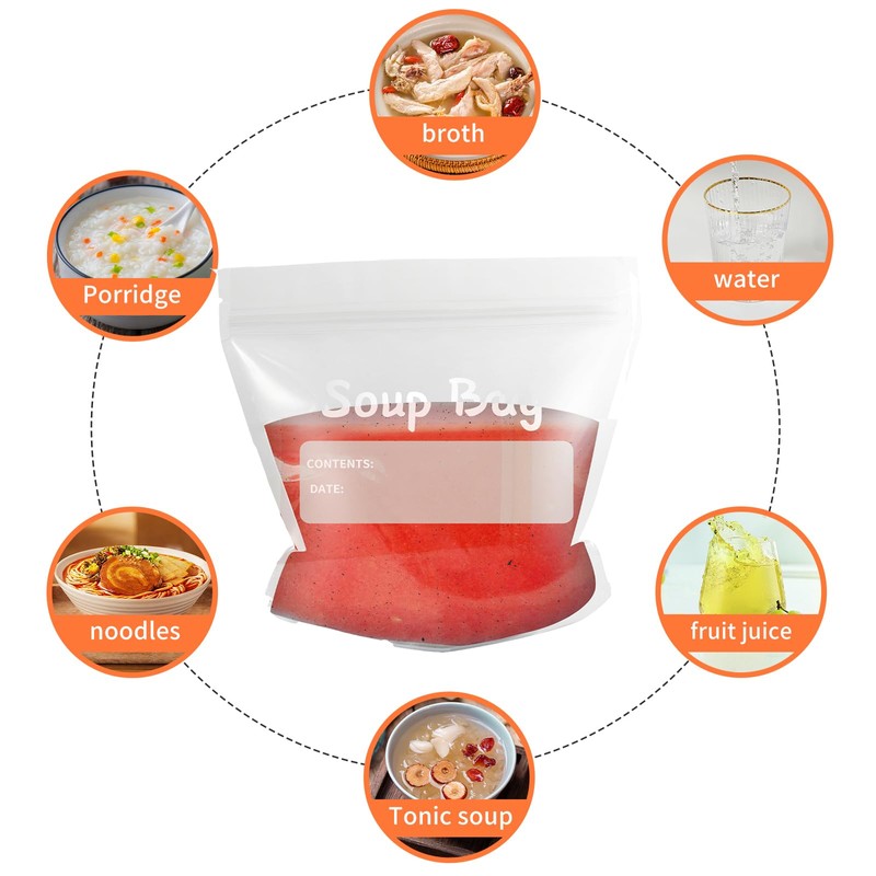 Soup Bags Freezer Liquids Bags Thick and Durable Curry to
