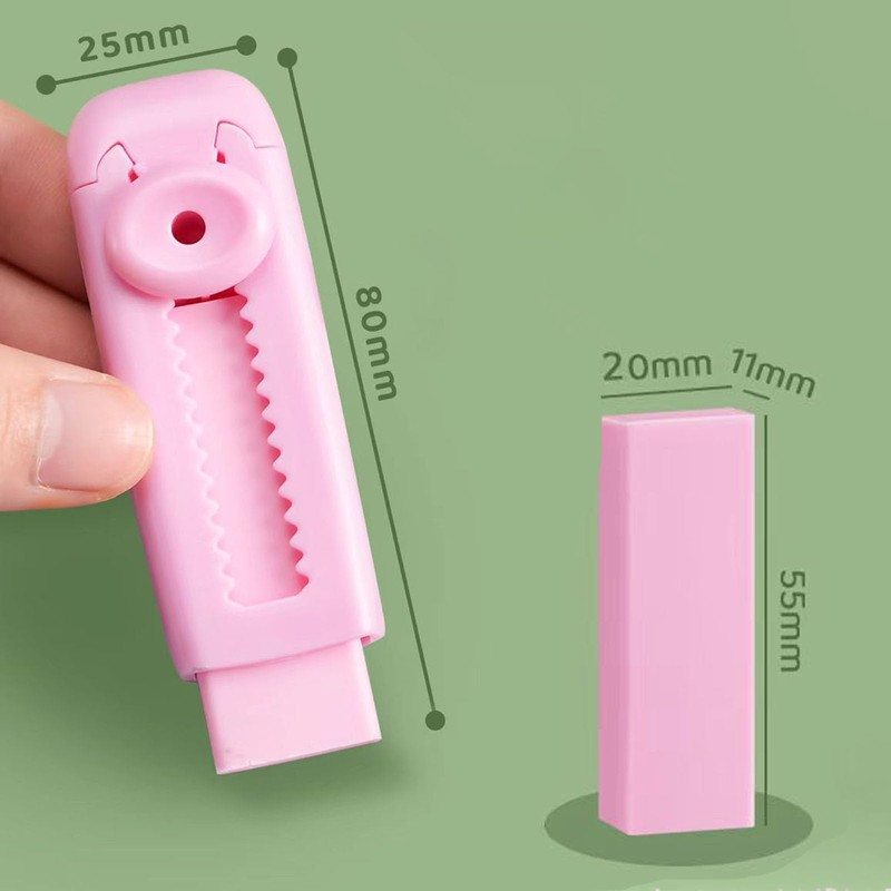 Rubber Erasers, Sliding Retractable Erasers, 6 Pieces Large Erasers, Bulk