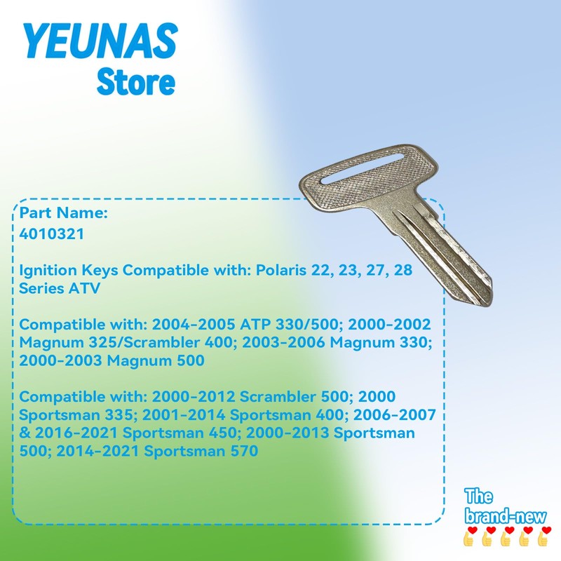 4010321 ATV Blank Keys Replacement for Polaris 22, 23, 27,