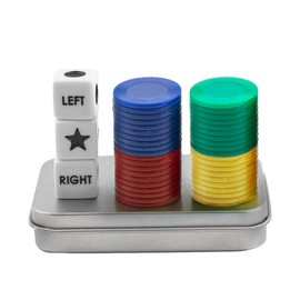 BEABOY Left Right Center Dice Game Set with 3 Dices + 40 Colorful Chips