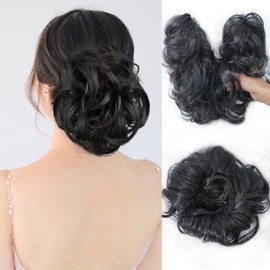 onemily Messy Bun Hair Piece Side Comb Clip in Hair Bun Hairpiece for Women Short Straight Adjustable Styles Synthetic Hair Scrunchies Natural Tousled Updo