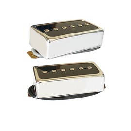 LAMSAM P90 Tone Pickups Set, Humbucker-sized Single Coil Neck Pick-up and Bridge Pick Up Loaded Alnico V Magnets, as Replacement Parts for Standard-Humbucker Pickup on Electric Guitar, Chrome