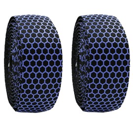 Azarxis Bicycle Bar Tape Handlebar Tape Road Bike with End Plug Anti-Slip Shock Absorption Breathable Set of 2 Rolls (Honeycomb Blue)