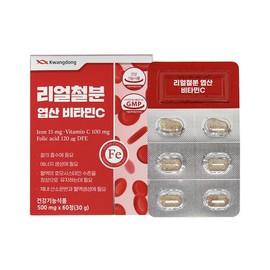 Jongkundang Health 광동생활건강 리얼철분 엽산 비타민C 60정 비헴철 임신준비기 수유기 Gwangdong Life Health Real Iron Folate Vitamin C 60 Tablets Non-Hem Iron Preparation for Pregnancy and Breastfeeding