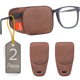 Astropic 2Pcs Large Silk Eye Patches for Adults Kids Glasses to Cover Either Eye (Large, Brown)