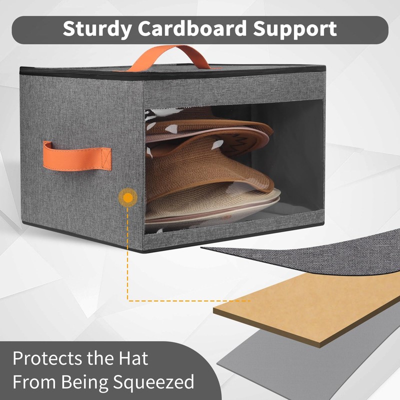 kushon Upgraded Hat Storage Box for Women & Men,Closet Hat
