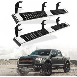 6.5" Running Boards for Ford F150 2015-2025, F-250 F-350 F-450 F-550 2017-2025, 6.5 Inch Side Step Rails Nerf Bars, Super Crew Cab | 4 Full Size Doors, Stainless Steel | High End Version/Chrome